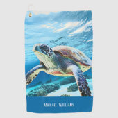 Serviette De Golf Monogramme photo Hawaii Turtle Honu (Devant)