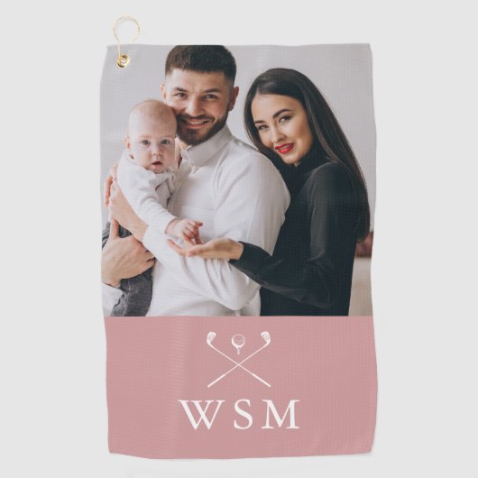 Serviette De Golf Monogramme photo Rose moderne Dusty Club de golf (Devant)