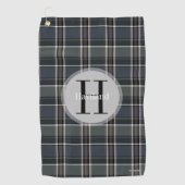 Serviette de golf monogramme plaid avec nom et ini (Devant)