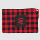 Serviette De Golf Monogramme plaqué de buffle rouge rustique initial (Horizontal)