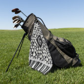 Serviette De Golf Monogramme Pois noir et gris rayé (Vert)