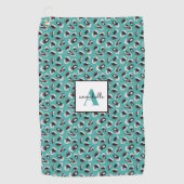 Serviette De Golf Monogramme Poster de animal vert (Devant)