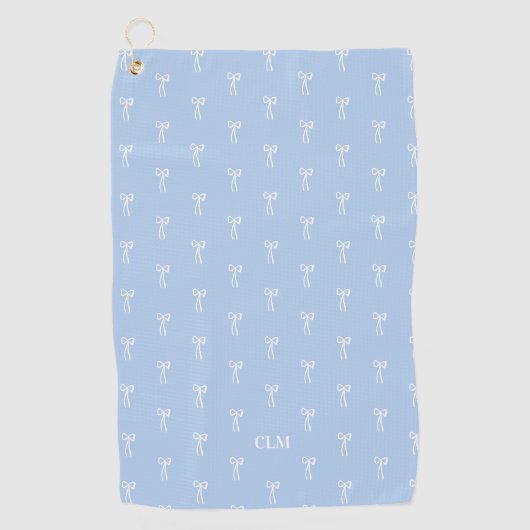 Serviette De Golf Monogramme Quelque chose de bleu Bow Coquette Clas (Devant)