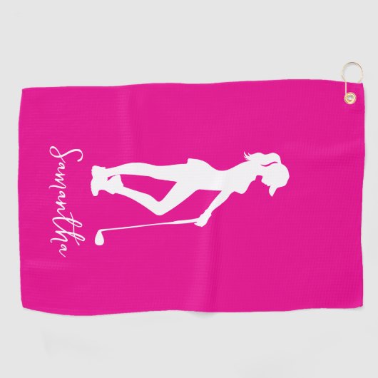 Serviette De Golf Monogramme rose (Horizontal)