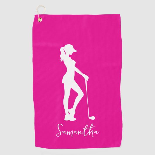 Serviette De Golf Monogramme rose (Devant)