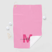 Serviette De Golf Monogramme Rose Chaud (En situation)