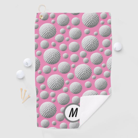 Serviette De Golf Monogramme rose des boules de golf (En situation)