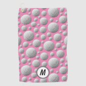 Serviette De Golf Monogramme rose des boules de golf (Devant)