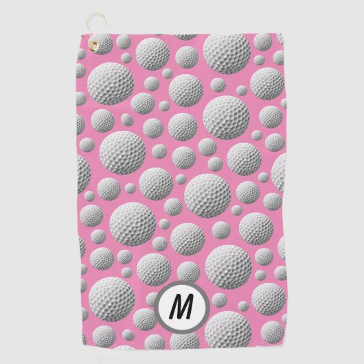 Serviette De Golf Monogramme rose des boules de golf (Devant)