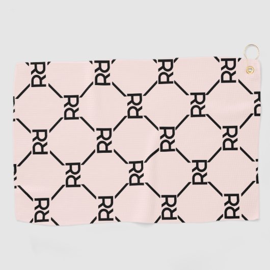 Serviette De Golf Monogramme rose Design Moderne Luxe (Horizontal)