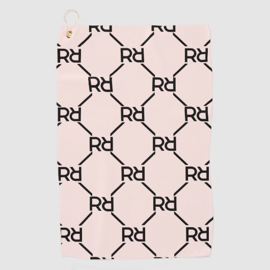 Serviette De Golf Monogramme rose Design Moderne Luxe (Devant)