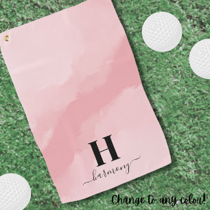 Serviette De Golf Monogramme Rose Élégant