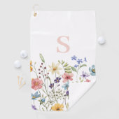 Serviette De Golf Monogramme rose Floral Botanique (En situation)
