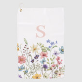 Serviette De Golf Monogramme rose Floral Botanique (Devant)