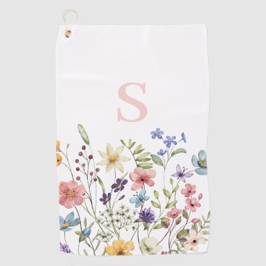 Serviette De Golf Monogramme rose Floral Botanique (Devant)