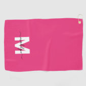 Serviette De Golf Monogramme Rose Foncé (Horizontal)