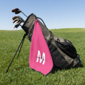 Serviette De Golf Monogramme Rose Foncé (Vert)