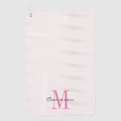 Serviette De Golf Monogramme rose initial et nom personnalisé (Devant)