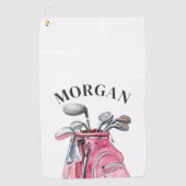 Serviette De Golf Monogramme Rose Nom (Devant)