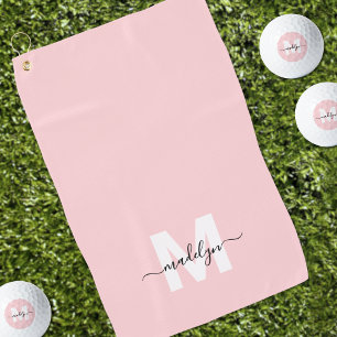 Serviette De Golf Monogramme Rose Pâle