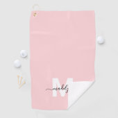 Serviette De Golf Monogramme Rose Pâle (En situation)