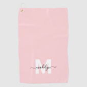Serviette De Golf Monogramme Rose Pâle (Devant)