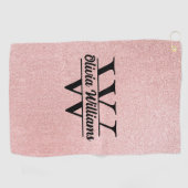Serviette De Golf Monogramme rose Parties scintillant or | Girly Mod (Horizontal)