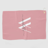 Serviette De Golf Monogramme rose vif moderne Nom du script Design  (Horizontal)