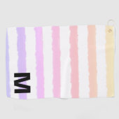 Serviette De Golf Monogramme Rose Violet Blanc Aquarelle (Horizontal)