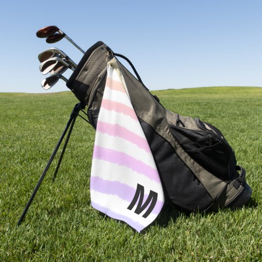 Serviette De Golf Monogramme Rose Violet Blanc Aquarelle (Vert)