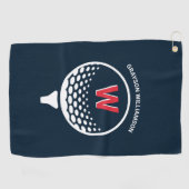 Serviette De Golf Monogramme Rouge Blanc & Bleu (Horizontal)