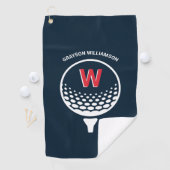 Serviette De Golf Monogramme rouge blanc et bleu (En situation)