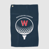 Serviette De Golf Monogramme rouge blanc et bleu (Devant)