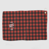 Serviette De Golf Monogramme rouge et noir (Horizontal)