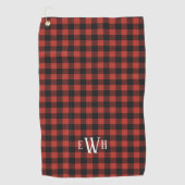 Serviette De Golf Monogramme rouge et noir (Devant)
