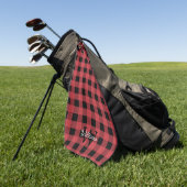 Serviette De Golf Monogramme rouge et noir du bilan des buffles (Vert)