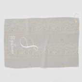 Serviette De Golf Monogramme Rustic Gold Artsy Motifs Initiales mign (Horizontal)