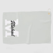 Serviette De Golf Monogramme Script Calligraphie Sage Green (Horizontal)