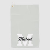 Serviette De Golf Monogramme Script Calligraphie Sage Green (Devant)