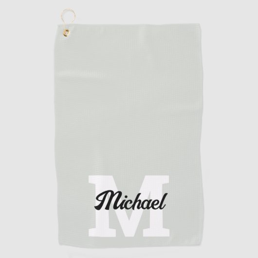 Serviette De Golf Monogramme Script Calligraphie Sage Green (Devant)