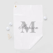 Serviette De Golf Monogramme scripté en nuances de gris (En situation)