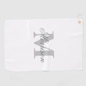 Serviette De Golf Monogramme scripté en nuances de gris (Horizontal)