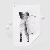 Serviette De Golf Monogramme. Silhouette de Golfer Swing. (En situation)