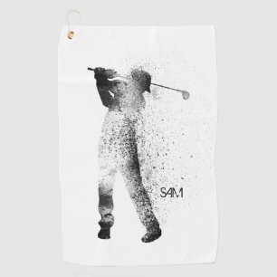 Serviette De Golf Monogramme. Silhouette de Golfer Swing.