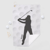 Serviette De Golf Monogramme. Silhouette de golfeur sur Golf Ball Te (En situation)