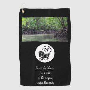 Serviette De Golf Monogramme silhouette de Wild Iguana Photo