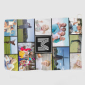 Serviette De Golf Monogramme simple 12 Photo Collage personnalisé (Horizontal)