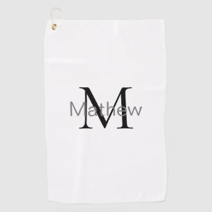 Serviette De Golf monogramme simple de lettre initiale ajoutez votre