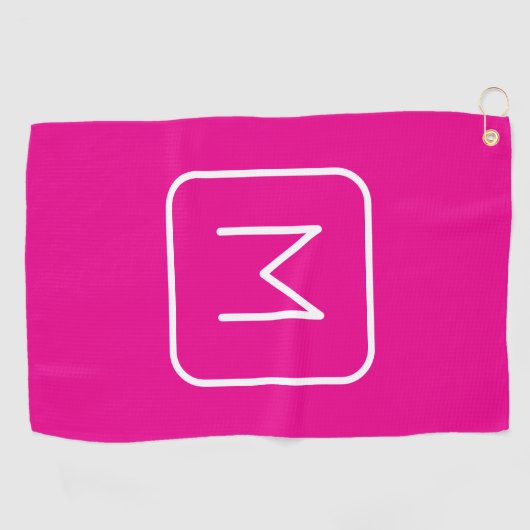 Serviette De Golf Monogramme simple et moderne initial | Rose et bla (Horizontal)