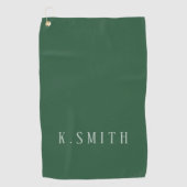Serviette De Golf Monogramme simple sur vert (Devant)
